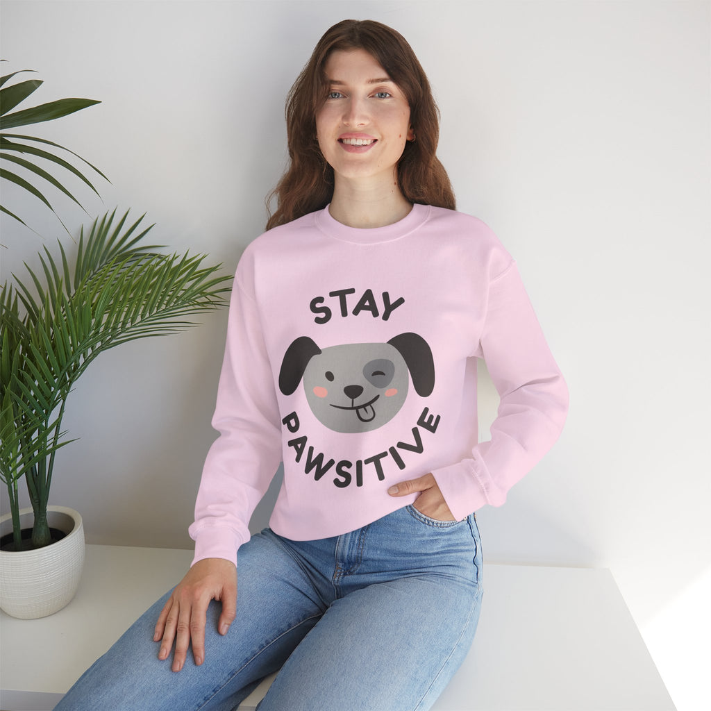 Stay Pawsitive Sweatshirt —  Dog Graphic Crewneck