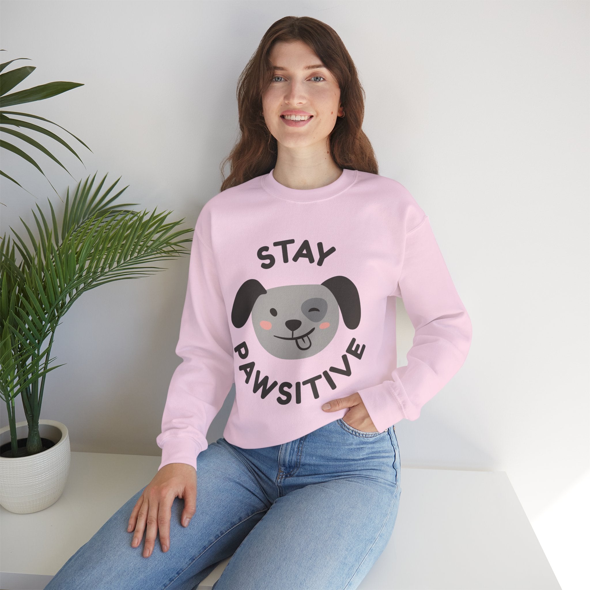 Stay Pawsitive Sweatshirt —  Dog Graphic Crewneck