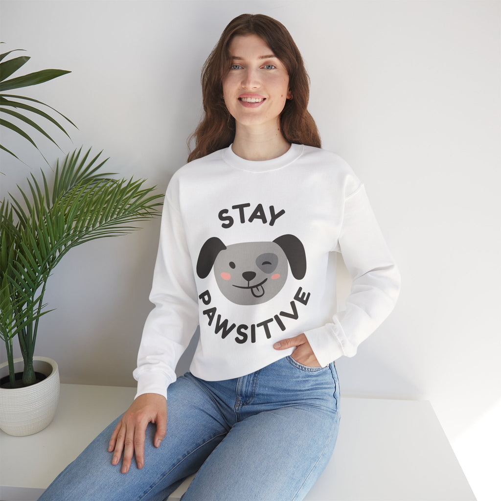 Stay Pawsitive Sweatshirt —  Dog Graphic Crewneck