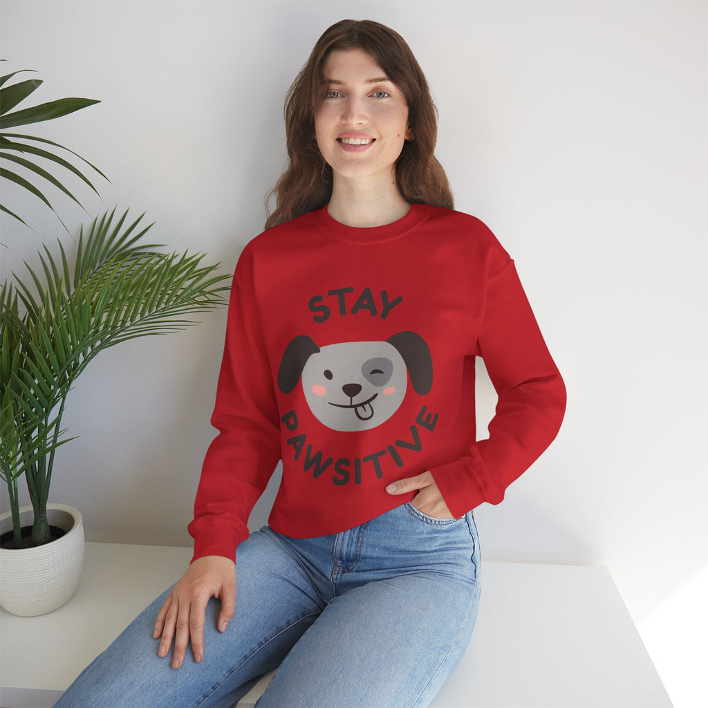Stay Pawsitive Sweatshirt —  Dog Graphic Crewneck